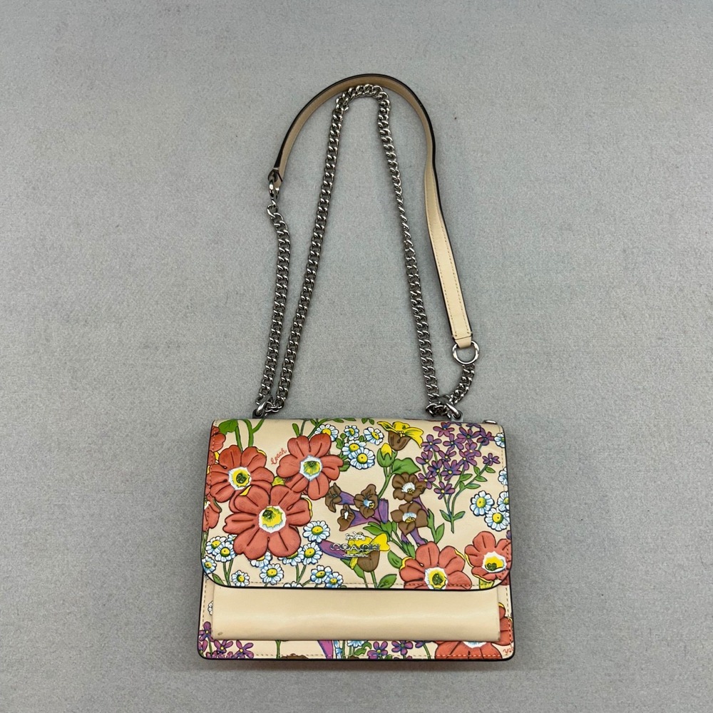 Coach Klare Floral Print Leather Crossbody Bag Cream Multi